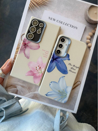 قاب چرم لیلیوم صورتی و آبی سامسونگ 🦋