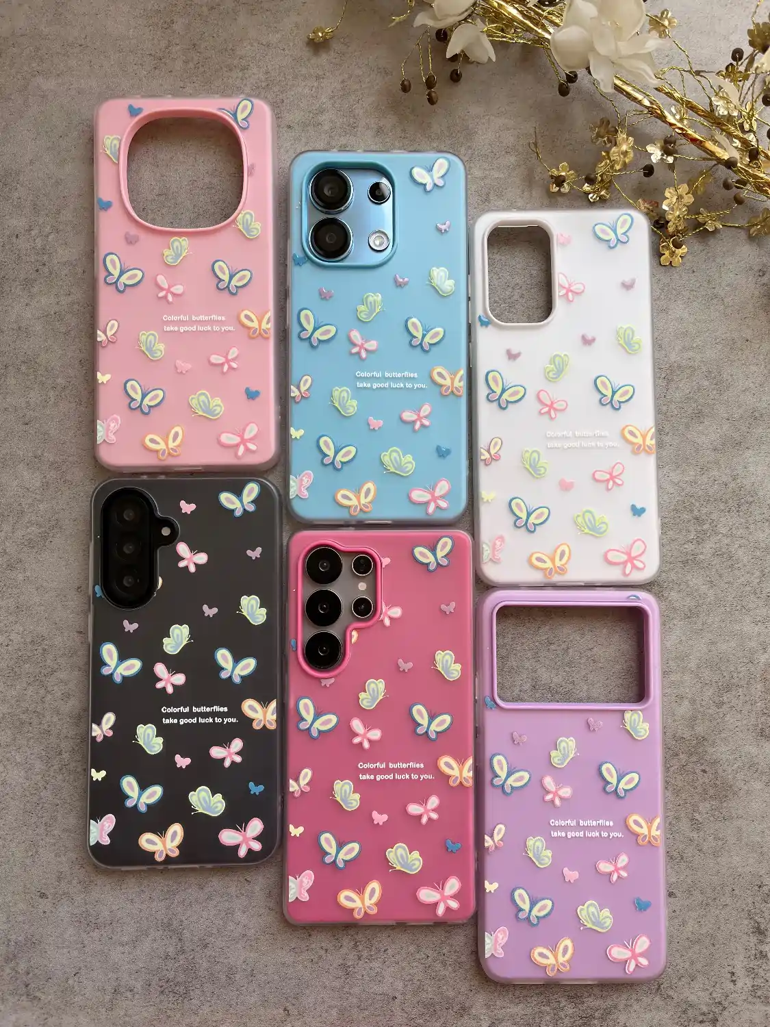 قاب دوتیکه پاستیلی colorful butterflies سامسونگ